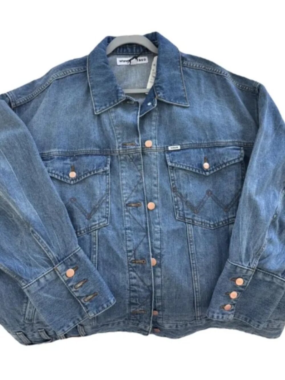 NWT Wrangler x Staud The Biggest Jean Jacket Oversized Denim Size L/XL Trucker